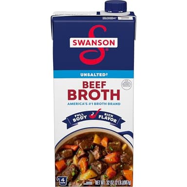 SWANSON S 100% Natural Unsalted Beef Broth, 32 oz Carton