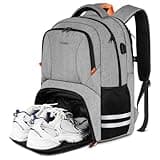 Ytonet Gym Backpack For Men Women, Backpack for Men with Shoe Compartment, Water Resistant Workout Sports Bag with USB Port Fit 15.6 Inch Laptop, Gym, Sports, Camping, Hiking, Grey