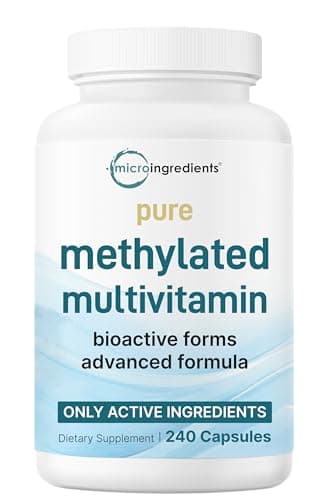 Micro Ingredients Pure Methylated Multivitamin, 240 Capsules | 19-in-1 Formula with Vitamins C, D, B12, Folate, Magnesium, Zinc & More | Filler Free, Non-GMO