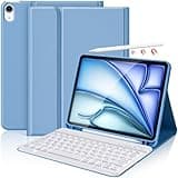 KBCASE for iPad Air 11 inch (M3/M2) 2025/2024 Case with Keyboard, Keyboard Case for iPad Air 5th/4th Gen/for iPad Pro 11 2018, Detachable Wireless Keyboard Tablet Case with Pencil Holder(Sky Blue)