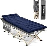 Camping Cot, 450LBS(Max Load), Portable Folding Outdoor Bed with Carry Bag for Adults Kids, Heavy Duty Cot for Traveling Gear Supplier, Office Nap, Beach Vocation and Home Lounging (Grey02+Bed)