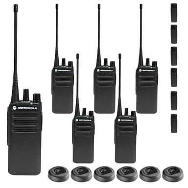 6 x Motorola CP100D Analog UHF Portable Non-Display Two Way Radio, 16 Channel, 4 Watt (403-480MHz) - 6 Pack Bundle