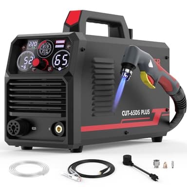 YESWELDER CUT-65DS PLUS Plasma Cutter, 65Amp 110V/220V Non-High Frequency Non-Touch Pilot Arc 4-In-1 Plate Cutting/Grid Cutting/Gouging/Marking Multifunctional Plasma Cutting Machine