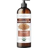 velona USDA Certified Organic Flaxseed Oil - 16 fl oz | 100% Pure and Natural Carrier Oil | Unrefined, Cold Pressed | Hair Growth, Body, Face & Skin Care | Use Today - Enjoy Results
