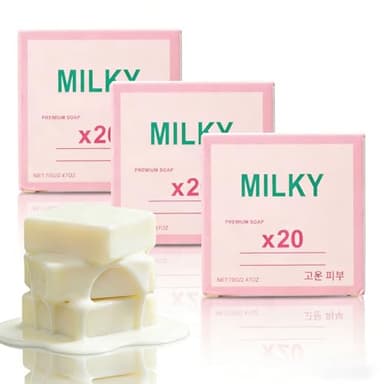 Luvee 3 Packs Milky Gluta White Soap Korean Face and Body Cleansing Bar with Glutathione and Milk, Brightening Moisturizing Soap for Daily Use, Gentle for All Skin Types (3, white)