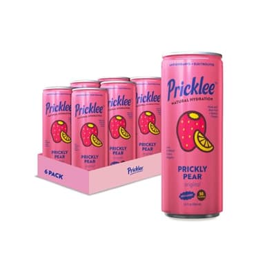 Pricklee Natural Hydration Drink – Prickly Pear – Electrolytes + Antioxidants, Low Sugar, No Artificial Sweeteners – Non-Carbonated, Caffeine-Free – Cactus Water-Based (12 oz cans, 6 pack)
