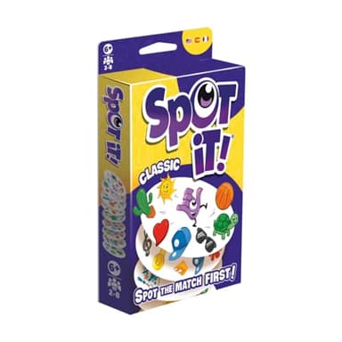 Asmodee Spot It! Classic Card Game (2024 Refresh) - Pocket Eco Edition, 5-in-1 Visual Perception Game for Quick Reflexes and Family Fun, Ages 6+, 2-8 Players, 10 Minute Playtime
