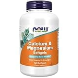 NOW Foods Supplements, Calcium & Magnesium with Vitamin D-3 and Zinc, Supports Bone Health*, 120 Softgels