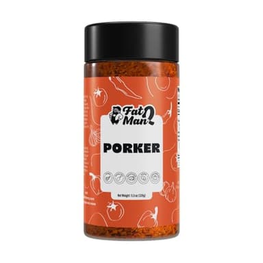 Porker All-Purpose BBQ Seasoning by Fat Man Q – Sweet Heat BBQ Rub for Pork, Ribs, Chicken, Fish, Veggies | No MSG, Vegan | 13 oz
