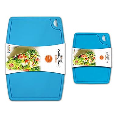 Liflicon Thick Silicone Cutting Boards for Kitchen Silicone Chopping Boards/Mats Set of 2 Extra Large14.6''x10.43'', Mini 9.1”x7.1” Non-slip Deep Drip Juice Groove, Dishwasher Safe-Blue