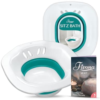 Fivona Sitz Bath for Toilet Seat Postpartum and Hemorrhoids Care - Yoni Steam Seat - Foldable Basin for Epsom Salt Soak - Portable Bidet BPA Free Temperature Resistant - Universal Fit - Green