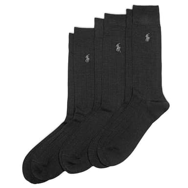 Polo Ralph Lauren Men's Dress Merino Crew Sock 3 Pair Pack, Black, Mens Shoe Size 6-12