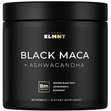 40,000mg 40x Strength Organic Black Maca Root w. Ashwagandha - #1 Highest Potency Black Maca Root Capsules for Men Supplement 40:1 Extract - 100% Pure Maca Peruana, Maca Powder Pills, Gelatinized