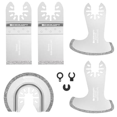EXKRAEFT 5PCS Diamond Oscillating Multi Tool Blades for Grout Removal, Tile Mortar Concrete Masonry, Fits Milwaukee Ryobi Rockwell Fein