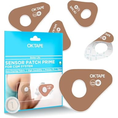 OK TAPE Over Patches for Dexcom G7, Stelo, Waterproof & Hypoallergenic Adhesive, CGM Sensor Patches, Pre-Cut, Fray-Free, Stay Secure for 10-14 Days, 15Pcs