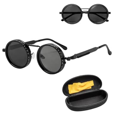 Ujukoxc Adjustable Tint Sunglasses, Classic 1.57inch Black Frame with ND2-400 Lenses, Includes Protective Case and Cleaning Cloth, Adjustable Tint Technology for Outdoor Activities