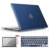 IBENZER Compatible with MacBook Air 11 Inch Case Model A1370 A1465, Soft Touch Plastic Hard Shell Case Bundle with Keyboard Cover & Screen Protector for Mac Air 11, Navy Blue, A11NVBL+2