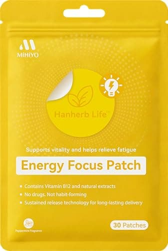 Hanherb Life Topical Energy Patch – 30 Patches | Fortified with Vitamin B12 & Peppermint to Support Focus, Energy & Reduce Fatigue