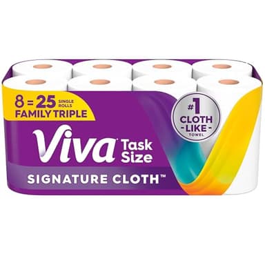 Viva Signature Cloth Paper Towels, Task Size, 8 Family Triple Rolls, 141 Sheets per Roll (Packaging May Vary)
