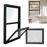 Vibeo Aluminum Sliding Windows with Screen & Glass, 12 14 18 20 24 28 30 32 36 Inch Basement Shed Chicken Coop Loft Bathroom Window, Ventilation Window(Black,30x36in/76x91cm)