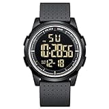 GOLDEN HOUR Ultra-Thin Minimalist Sports Waterproof Digital Watches Men with Wide-Angle Display Rubber Strap Wrist Watch for Men Women in Black