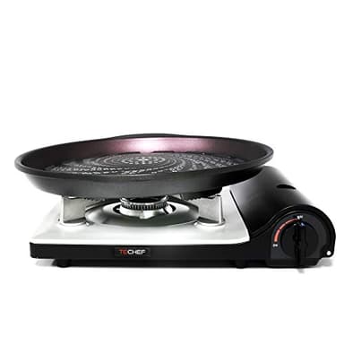 TECHEF - Stovetop Korean BBQ Non-Stick Grill Pan with Agni Portable Gas Stove Burner, Made in Korea (Grill Pan w Stove)