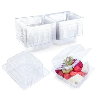 Evnlo 50 Count Clear Plastic Containers with Lids for Food, Thickened Disposable Sandwich Containers Clamshell Boxes for Cake Slice, Dessert, Hamburger, Salad
