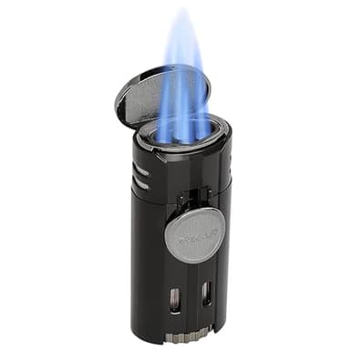 XIKAR HP4 Quad Jet Flame Butane Torch Lighter – Refillable Butane Lighter with EZ-View Fuel Window, Wind Resistant Adjustable Flame, Flip-Top Lid – Altitude Tested Cigar Lighter – Matte Black