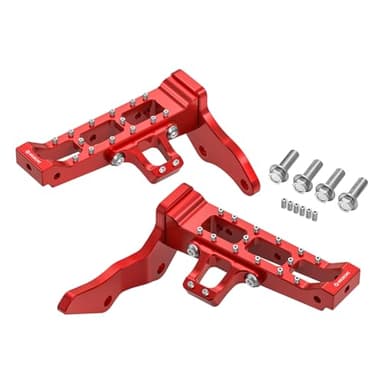 NICECNC Extended Wider Foot Pegs 6061-T6 Aluminum Compatible with Yamaha Banshee 350 1987-2002 2003 2004 2005 2006, Replacement for 3GG-27411-01-00, 3GG-27421-01-00, Red