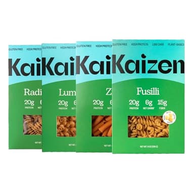 Kaizen Pasta Variety Pack - Keto, Low Carb, High Protein (20g), Gluten-Free, Keto-Friendly (6g Net), Plant-Based Lupini Noodles with High Fiber Lupin Flour