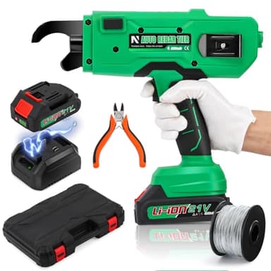 NEWTRY Cordless Rebar Tie Automatic Rebar Tying Gun Portable Steel Tie Tool with 2pcs 2000mAh Rechargeable Batteries for φ0.3"-1.33" Rebar