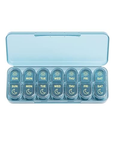 Daviky Weekly Pill Organizer 2 Times a Day, 7-Day AM PM Medicine Case, Travel-Friendly Pill Box for Fish Oils, Vitamins & Supplements