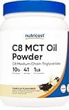 Nutricost C8 MCT Oil Powder 1LB (16oz) Vanilla Flavor - 95% C8 MCT Oil Powder, Best for Keto Diets, Non-GMO, Gluten Free