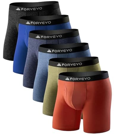 FORVEVO Underwear for Men Pack, Merino Wool Boxer Briefs, Breathable Boxer Shorts, Soft Moisture Wicking Pouch Underwear 6 Pack（L, Multicolor02