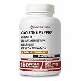 Immortal Herbs Cayenne Pepper Capsules w/Garlic, Ginger, Hawthorn, Turmeric, Cinnamon, Beet Root and Black Pepper Extract, 150 Cayenne Capsules, Non-GMO & Gluten Free Capsaicin Supplement