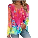Prime Card Balance,Ebay.Com,Coupons and Promo Codes for Prime,Prime The Day Deals Today 2024,Womens Shirts Long Sleeve,2025 Spring Loose fit Casual v Neck Womens Tops Long Sleeve Tunic Print Tops