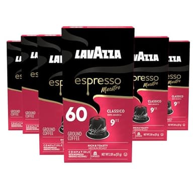 Lavazza Espresso Maestro Classico Aluminum Capsules Compatible with Nespresso* Original Machines, Medium Espresso Roast, 100% Arabica (60 Capsules)