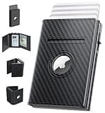 pocrsret Airtag Wallet for Men, Smart Air Tag Wallet with Airtag Holder, Mens Trifold Wallet for Apple Airtag, Leather Smart Wallet Men (Carbon Fiber)