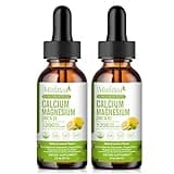 Calcium Magnesium Zinc Liquid with Vitamin D3, Magnesium Glycinate Plus Vitamin C K2| High Absorption Plant Calcium Supplement for Heart & Bone| Gluten Free，Sugar-Free | 60 Servings | Lemon Flavor