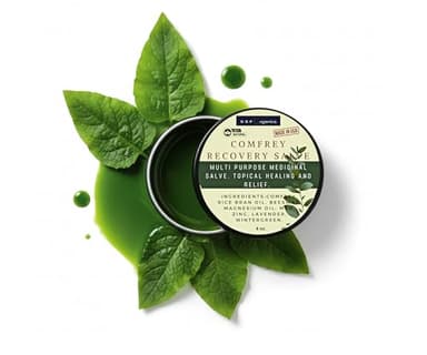 SSF Organics- Natural Relief and Recovery. Topical Healing for Muslces, Joints and Skin. Great for Runners, Post Workout, Healing, Skin Repair. (Comfrey Recovery Salve 4oz.)