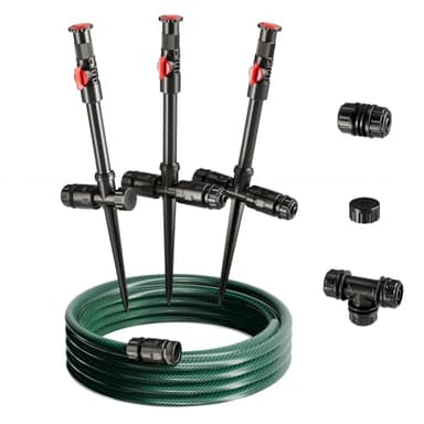 Amxixaun Flexible Sprinkler System, Above Ground DIY Irrigation Kit, Multi-Adjustable Lawn Sprinkler Set, Ideal for Plant and Flower Bed Watering, 30ft Garden Hose Included