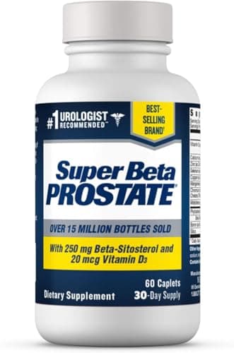 SUPER BETA PROSTATE Support Supplement for Men's Health - Reduce Bathroom Trips, Promote Sleep, Better Bladder Emptying & Healthy Prostate, Beta Sitosterol - 60 Count (Pack of 1)