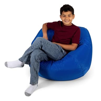 Big Joe Classic Bean Bag Chair for Kids Bedroom and Reading Nook, Easy-Clean Sapphire, Durable Nylon Polyester Blend, 2 feet Refillable