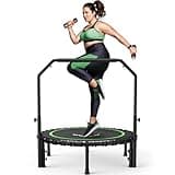 BCAN 450/550 LBS Foldable Mini Trampoline, 40"/48" Fitness Trampoline with Bungees, U Shape Adjustable Foam Handle, Stable & Quiet Exercise Rebounder for Kids Adults Indoor/Garden Workout