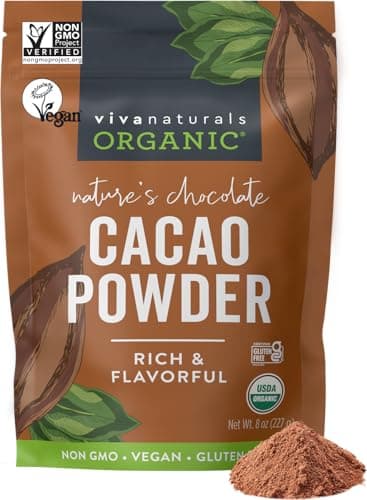 Organic Cacao Powder, Unsweetened, 8 oz (227 g) – Rich Dark Chocolate Flavor, Perfect for Baking, Smoothies & Hot Chocolate – Vegan, Keto, Paleo, Non-GMO & Gluten-Free Cocoa Powder