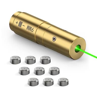 Feyachi 9mm Laser Boresighter Green Dot Laser Zeroing Pistol Bore Sighting Laser with 3 Sets of Batteries