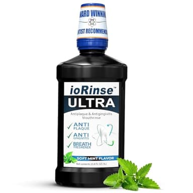 ioRinse Ultra: The Most Dentist-Recommended Periodontal Rinse & Gum Mouthwash of its Kind. Fights Gingivitis, Bleeding Gums, Dental Plaque & Bad Breath. With Molecular Iodine & Xylitol. No Alcohol. 1L