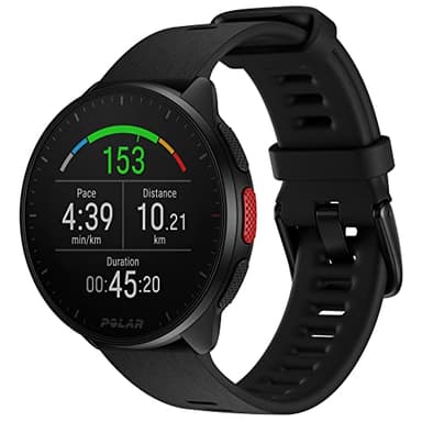 POLAR Pacer Ultra-Light GPS Fitness Tracker Smartwatch for Runners; S-L, for Men or Women, Black