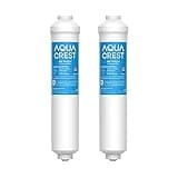 AQUA CREST FF35 Inline Carbon Water Filter for Reverse Osmosis Water System, NSF Certified, Replacement Cartridge With 1/4" Quick-Connect, Inline Water Filter for Ice Maker & Refrigerator, 2-Pack
