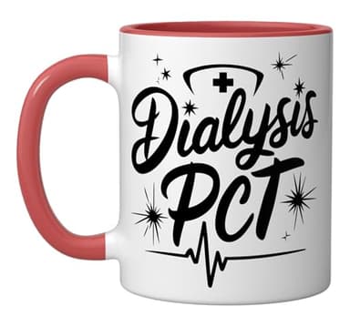 Patient Care Tech Medical Technician Week, Dialysis PCT Ceramic Mug, Red/White